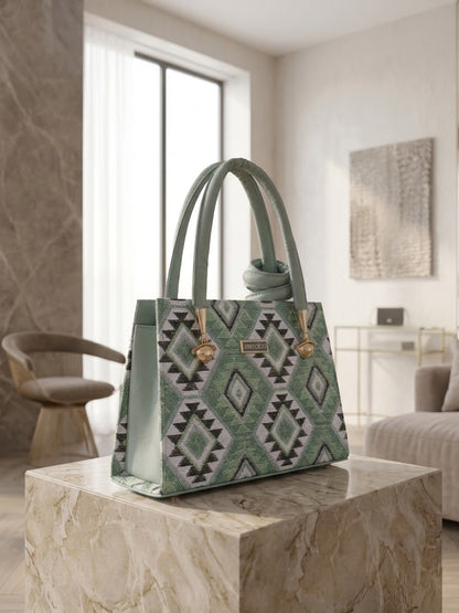 Boho-Chic Geometric Sage Green Handbag