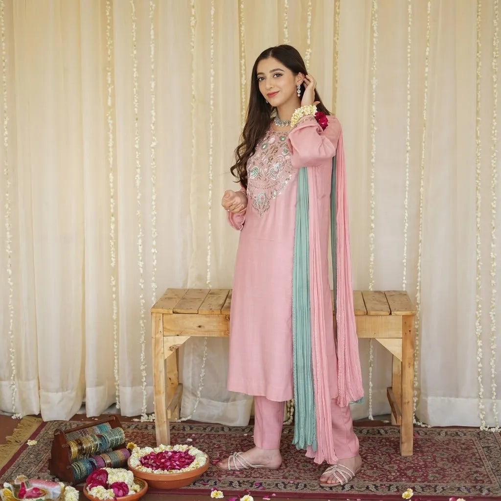Luxury Dhanak Embroidered 3PC