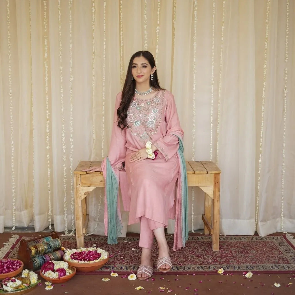 Luxury Dhanak Embroidered 3PC