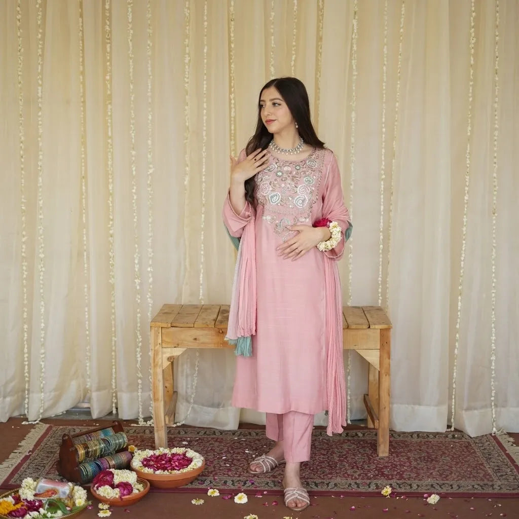 Luxury Dhanak Embroidered 3PC