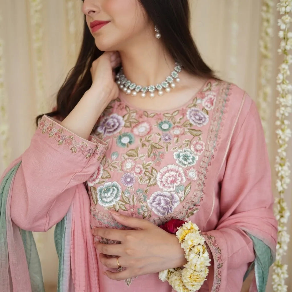 Luxury Dhanak Embroidered 3PC